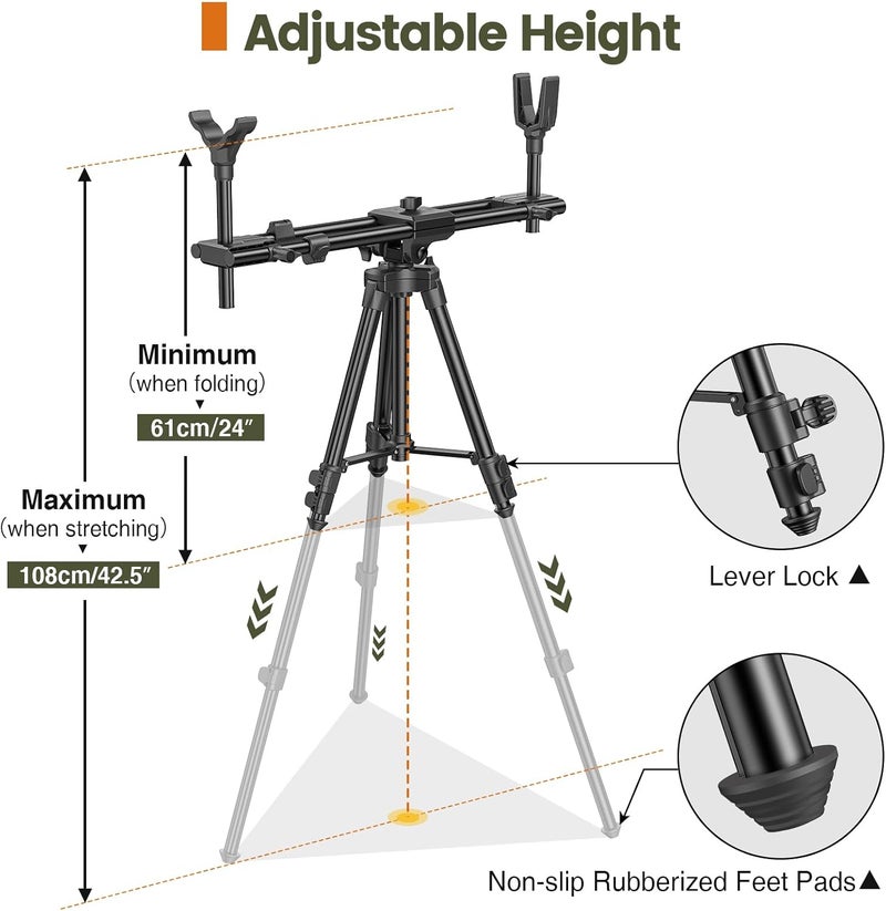 Trakiom Hunting Rests, Shooting Tripod with Dual Frame, Flexible Orientation, Adjustable Height, Shooting Tripod Max Provide Maximum Shooting Stability for Outdoors, Ground Blinds and Hunting - Image 4
